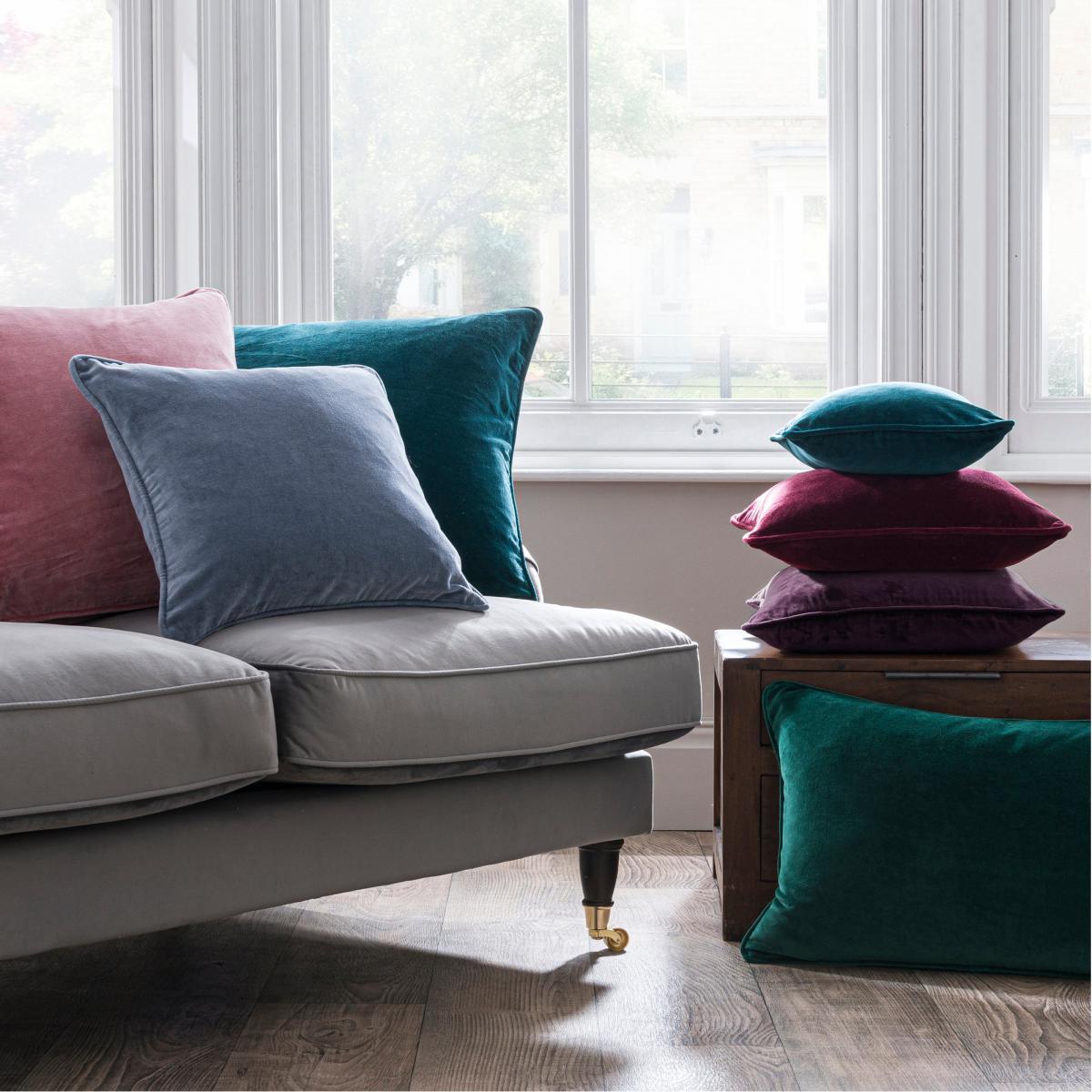 Clara Cotton Velvet Square Cushion Black – image 8