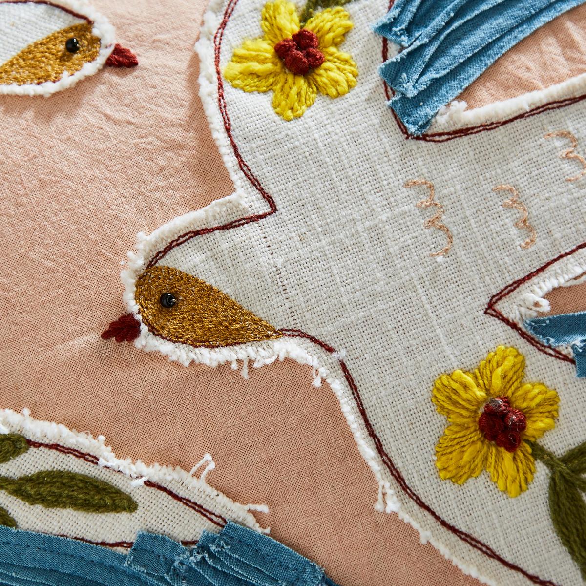 Heart Soul Applique Birds Cushion, 30x50 Peach – image 2
