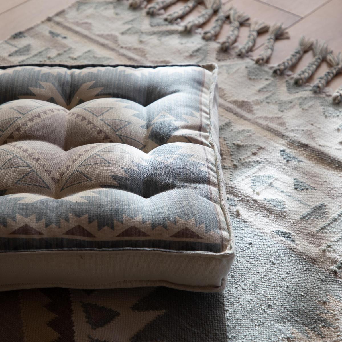 Simply Green Aztec Printed Floor Cushion Grey – image 2