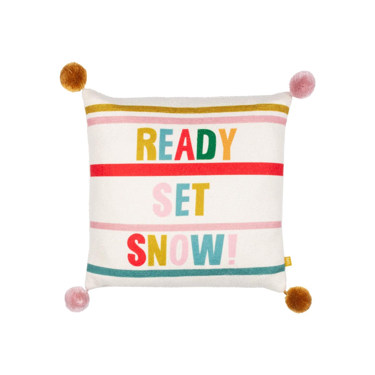 Pompoms Ready Set Snow Cushion Pink/Red/Green – image 1