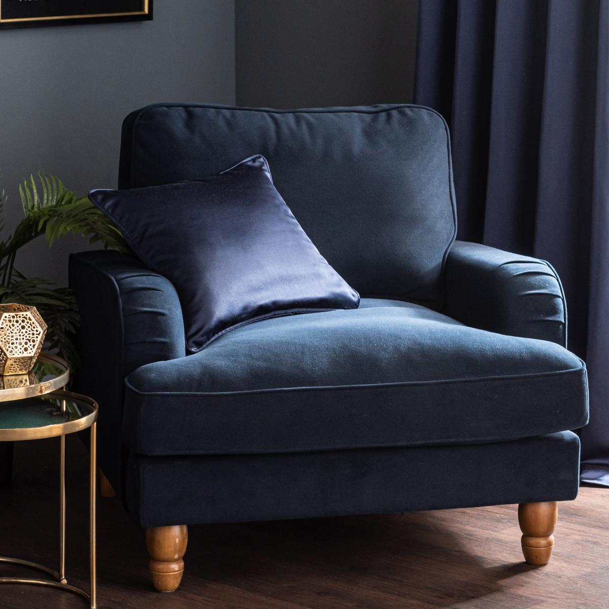 Satin Cushion Navy – image 2
