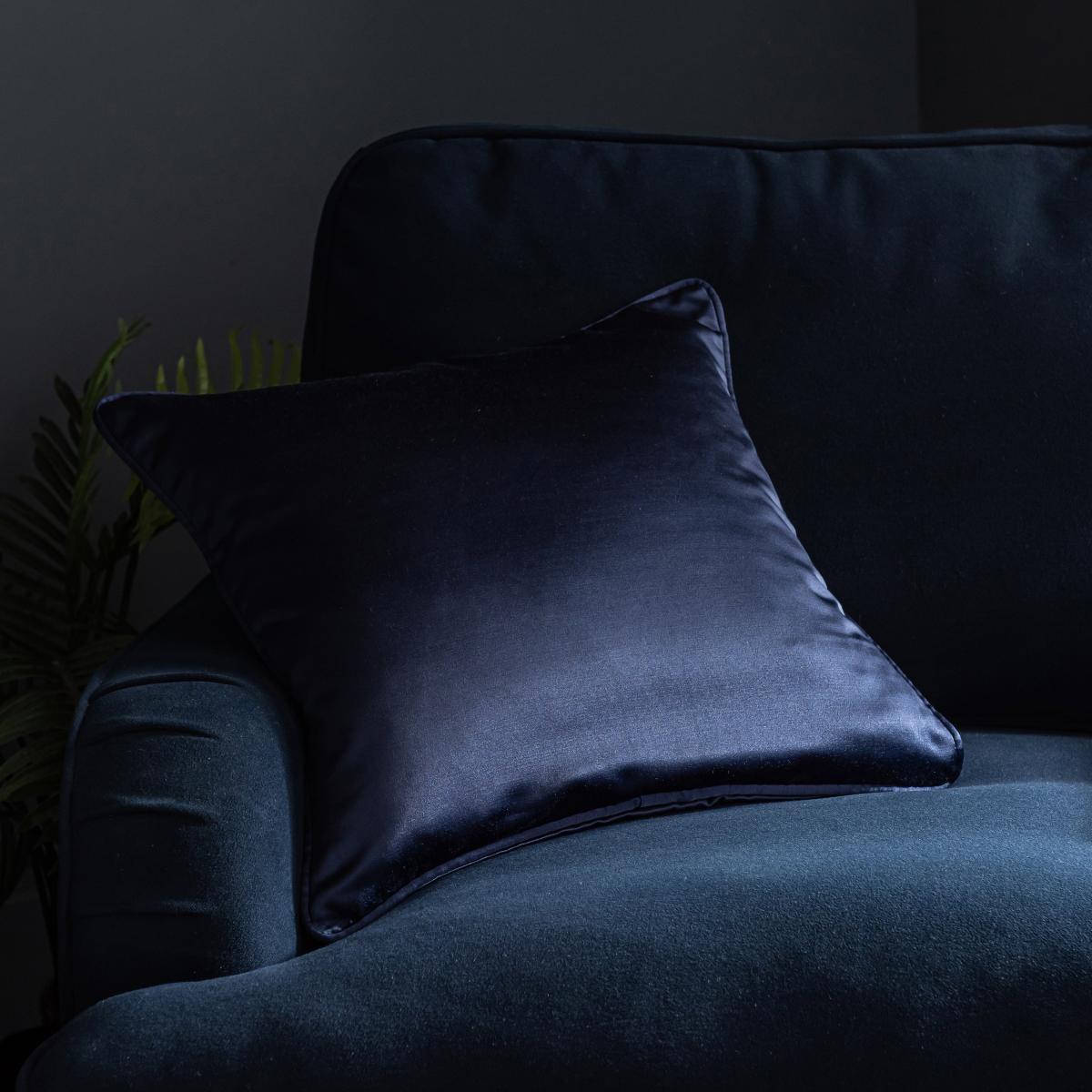 Satin Cushion Navy – image 1