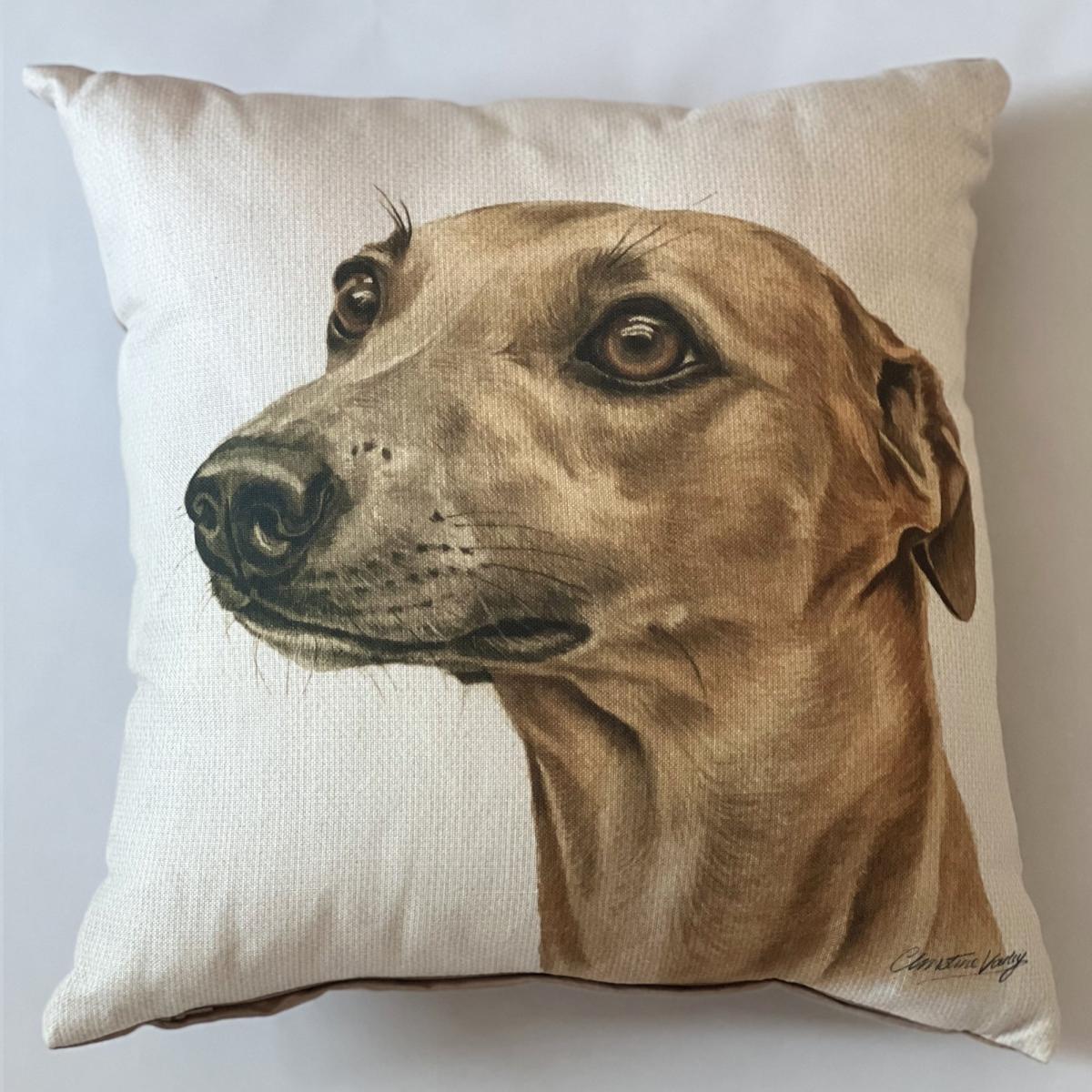 Christine Varley Whippet Square Cushion Brown – image 2