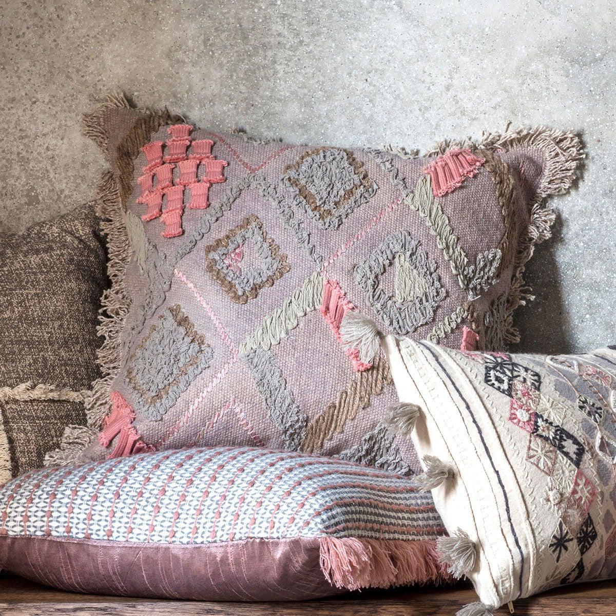 Gallery Direct Farha Embroidered Dusky Blush Cushion Pink – image 1