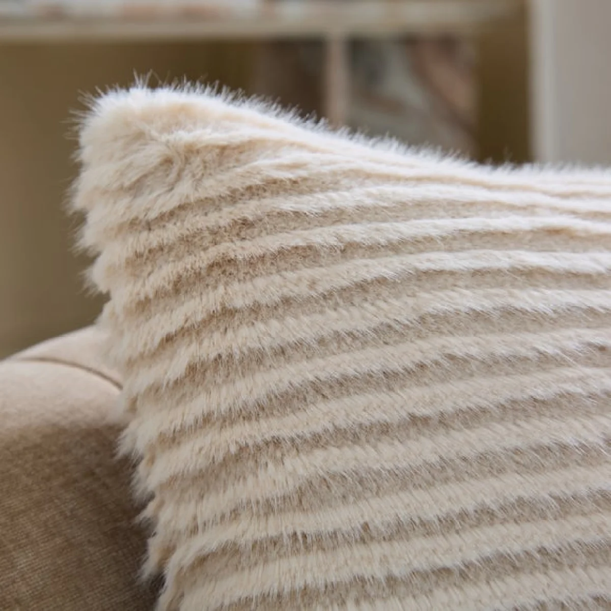 Ribbed Faux Fur Square Cushion – image 2