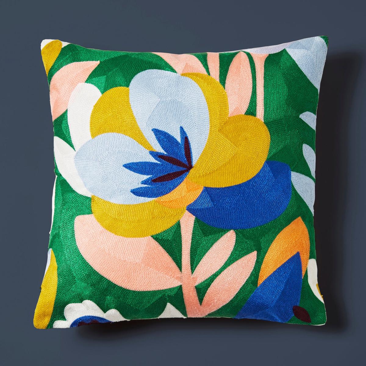 Elements Fieldsley Floral Crewel Square Cushion MultiColoured – image 2