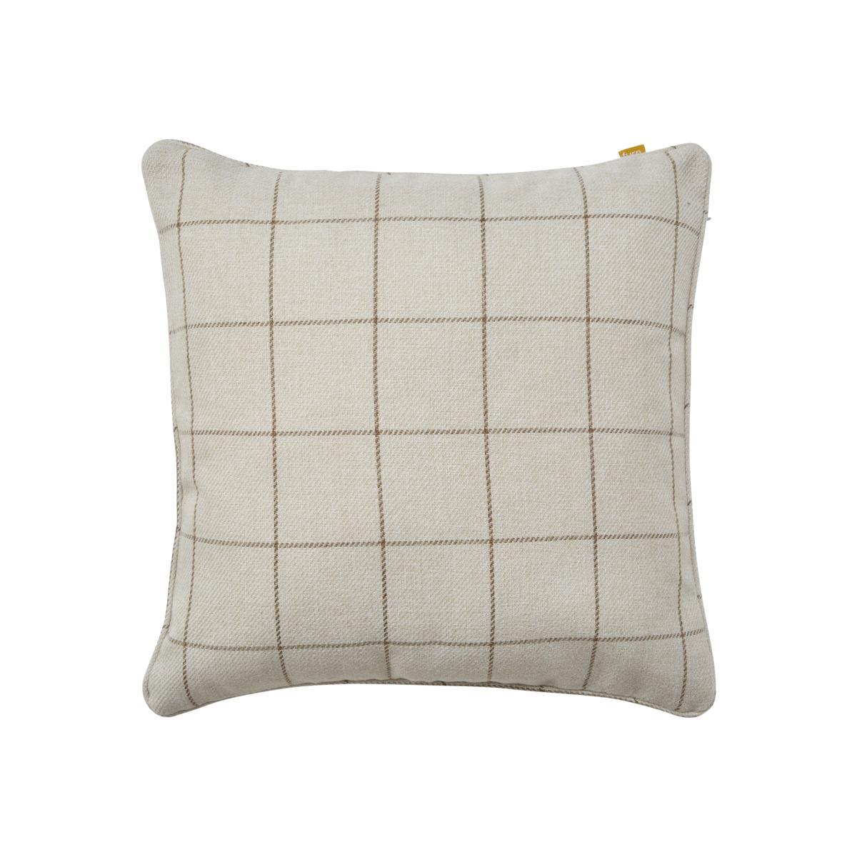 Ellis Checked Natural Cushion Grey and Brown – image 1