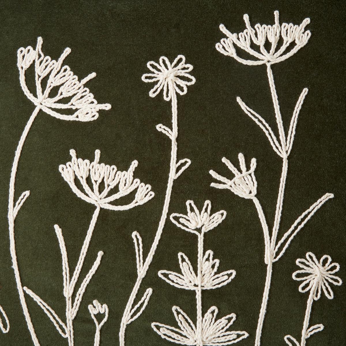 Velour Rope Embroidered Floral Cushion Olive – image 4