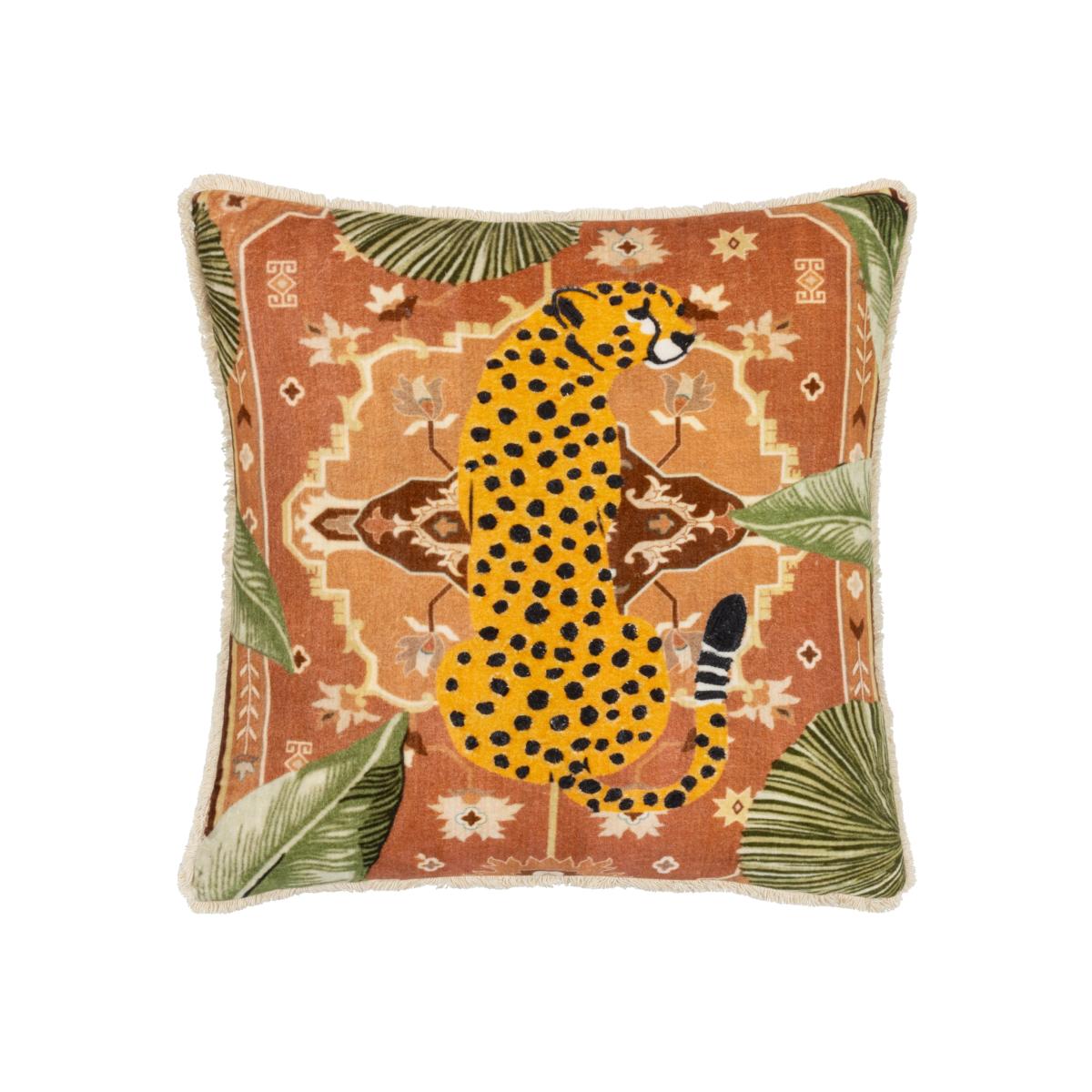 Kilim Cheetah Square Cushion Terracotta – image 1