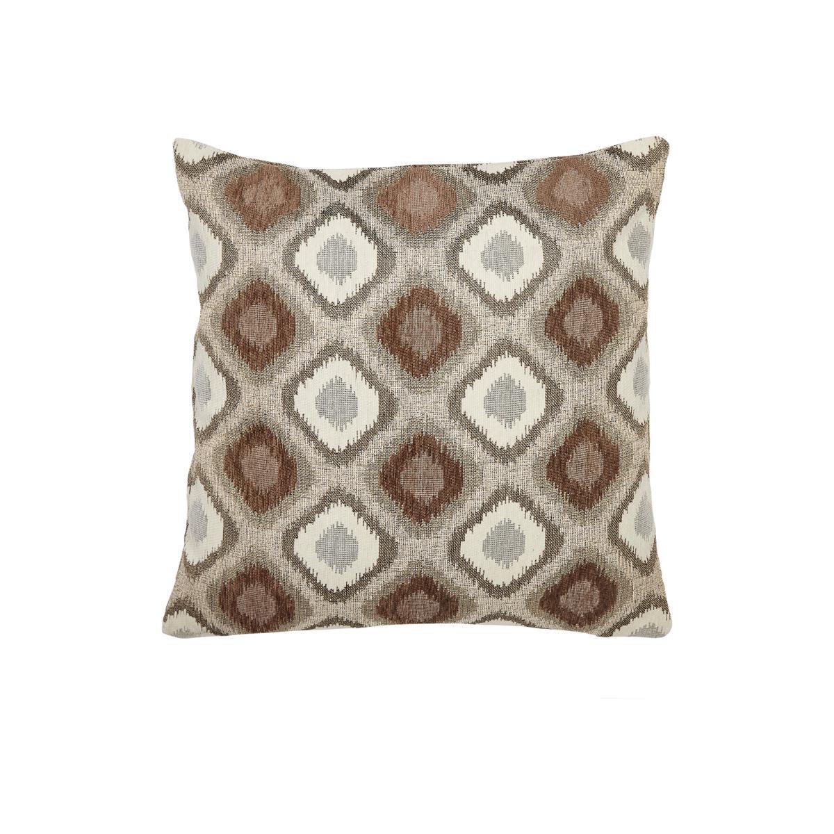 Chenille Diamond Ikat Natural Cushion Cover Brown and White – image 1
