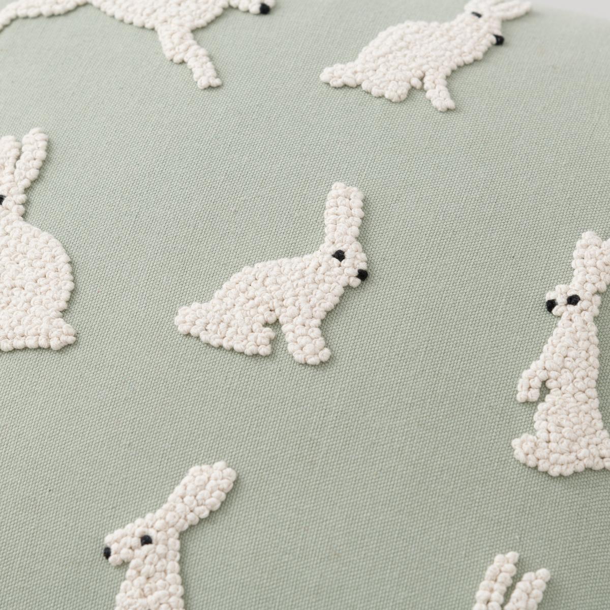 French Knot Hares Cushion Sage – image 5