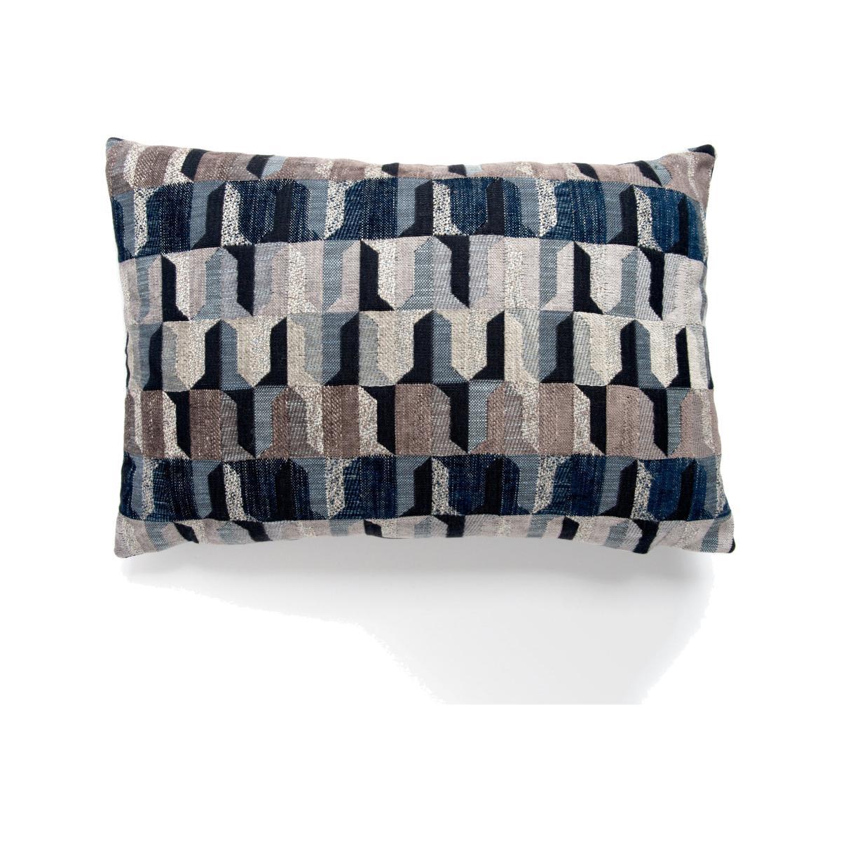 Regent Navy Geometric Cushion Navy, Brown and White – image 1