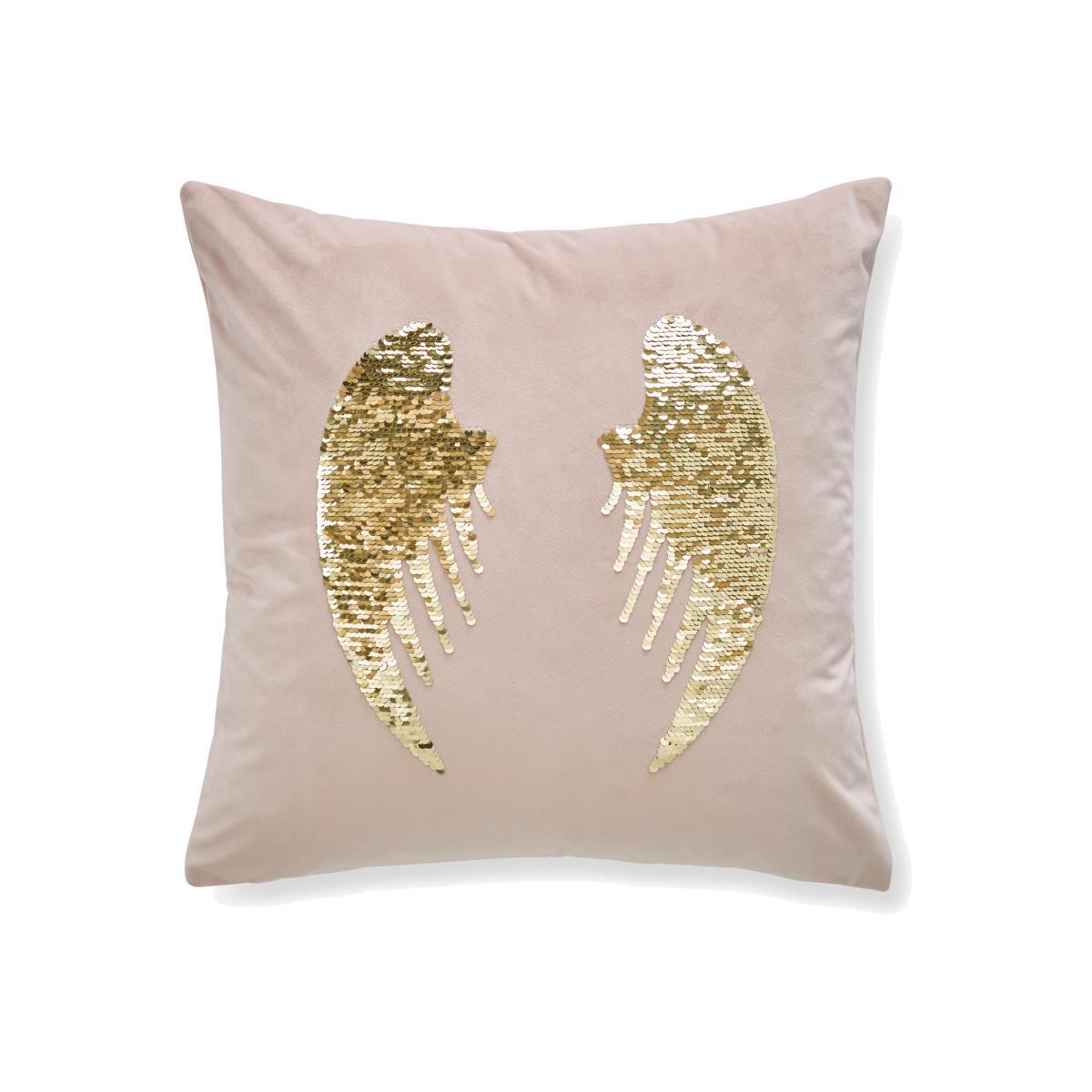 Catherine Lansfield Blush Angel Sequin Wings Cushion Blush (Pink) – image 1