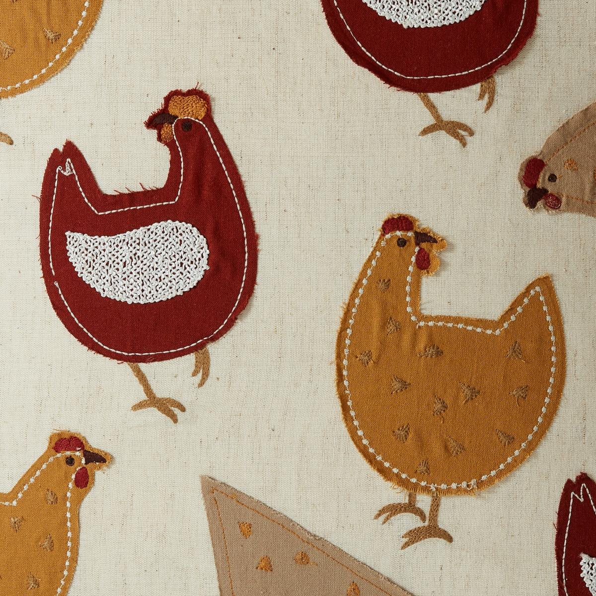 Embroidered Chickens Cushion Natural – image 2