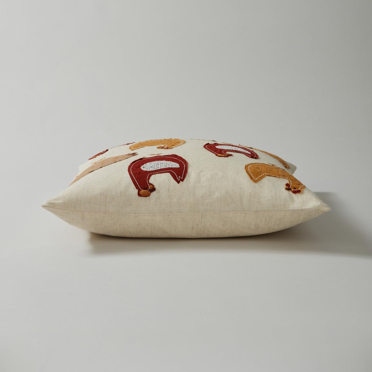 Embroidered Chickens Cushion Natural – image 4
