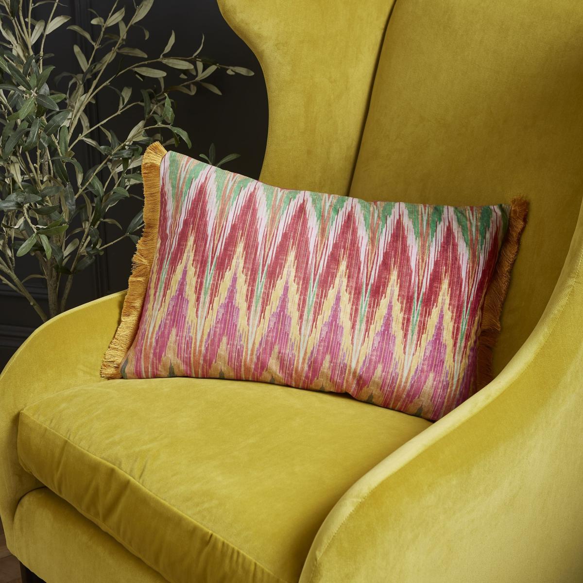 Matthew Williamson Ikat Rectangle Feather Filled Cushion Pink – image 2
