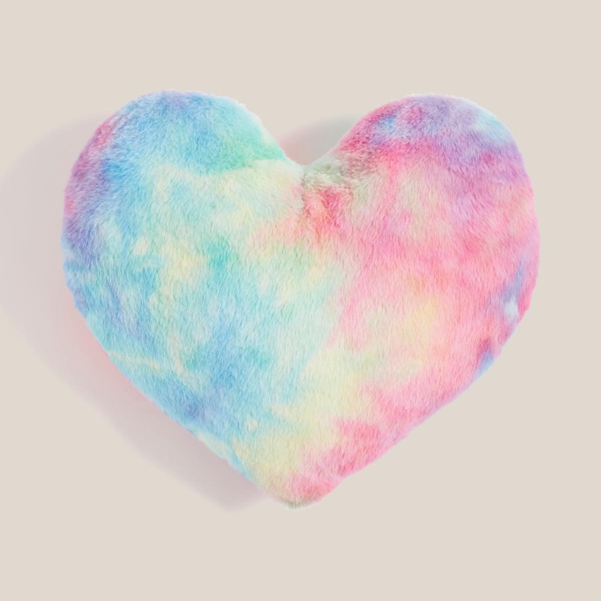 Rainbow Fleece Heart Cushion MultiColoured – image 4