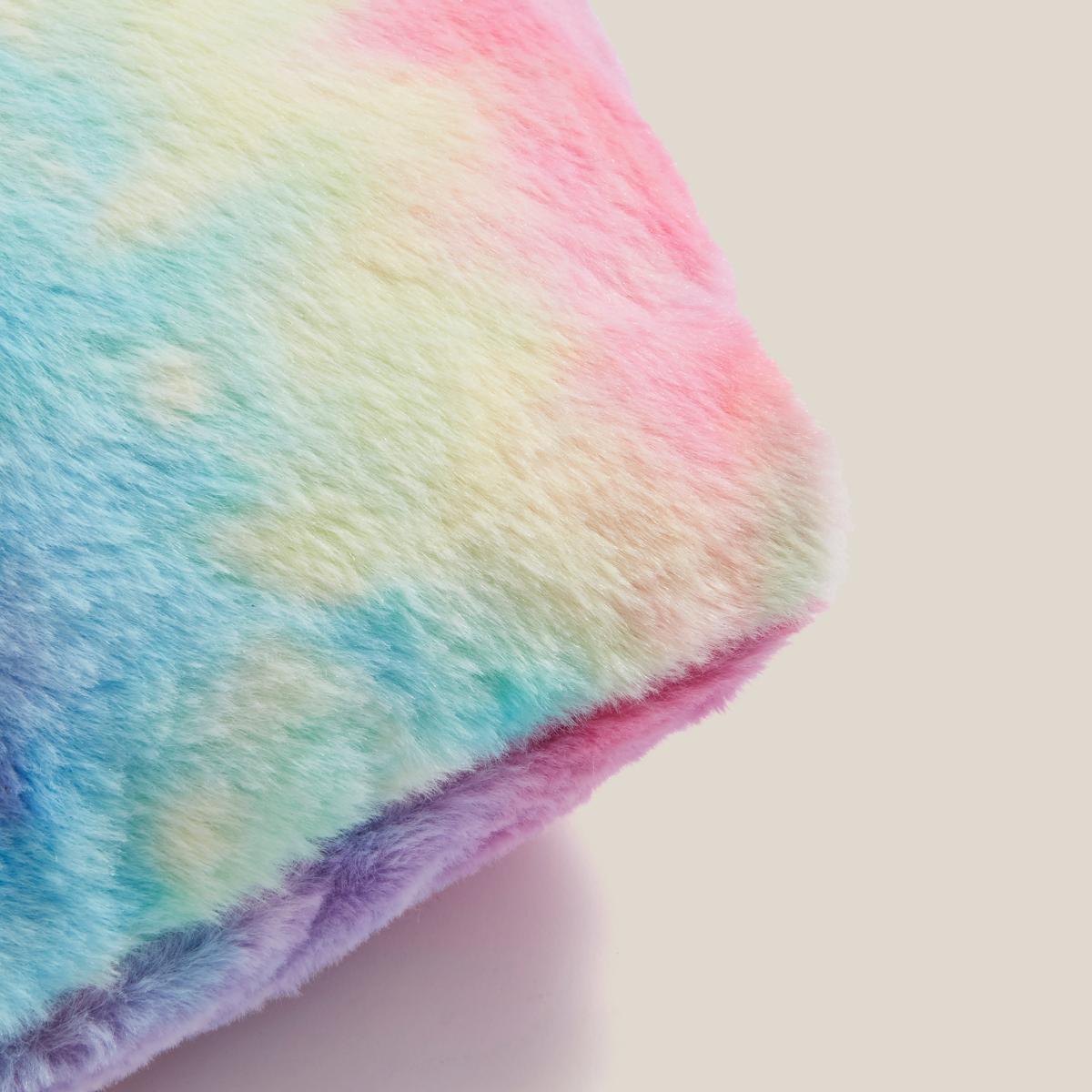 Rainbow Fleece Heart Cushion MultiColoured – image 5