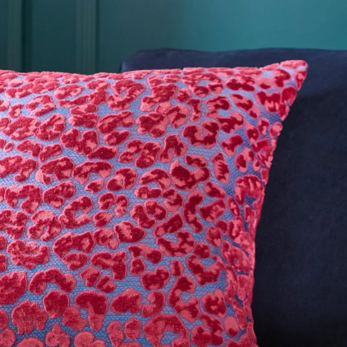 Velvet Leopard Print Square Cushion – image 2