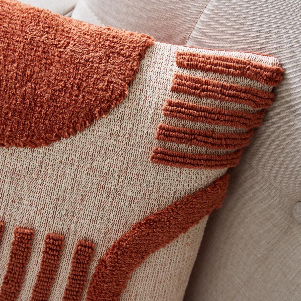 Circular Knit Abstract Cushion Terracotta – image 2
