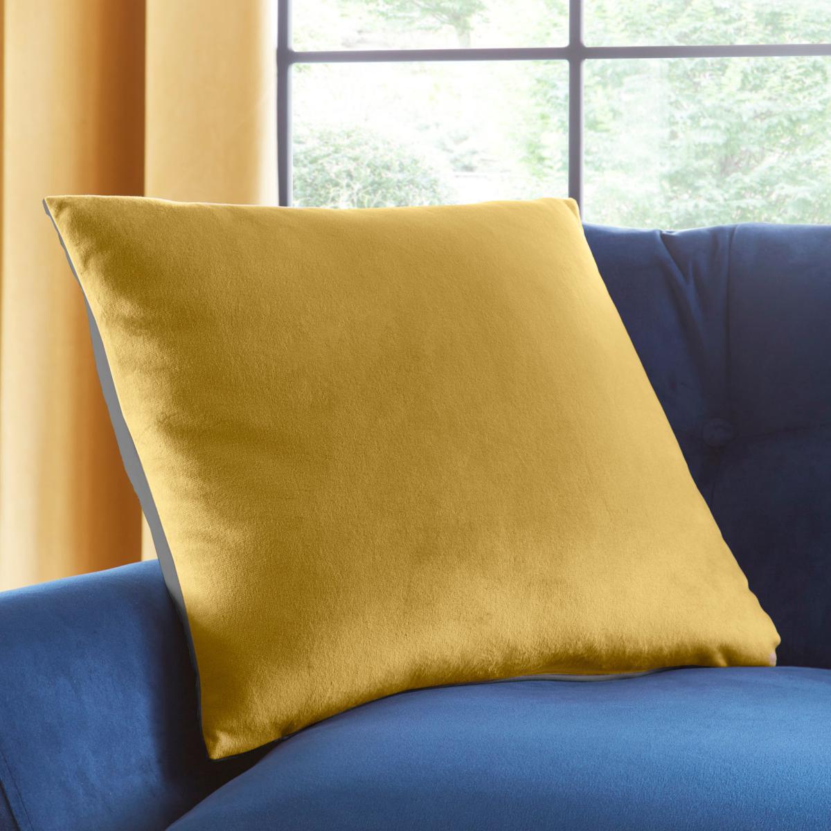 Reversible Gold and Charcoal Grey Velour Cushion Gold and Charcoal – image 1