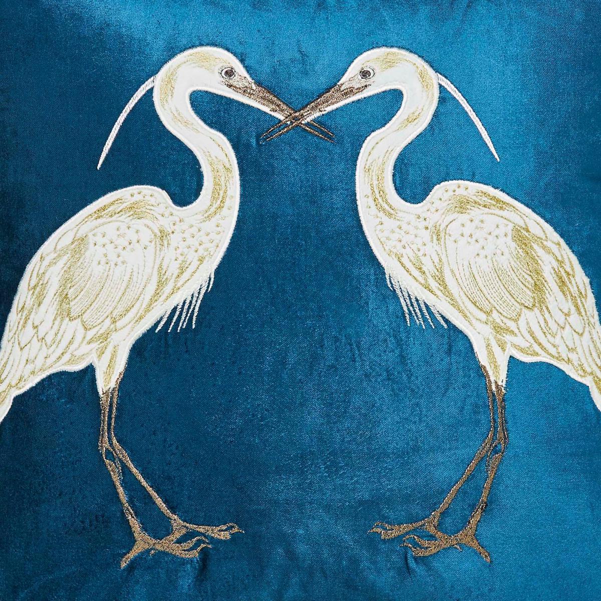 Teal Heron Cushion Teal (Blue) – image 4