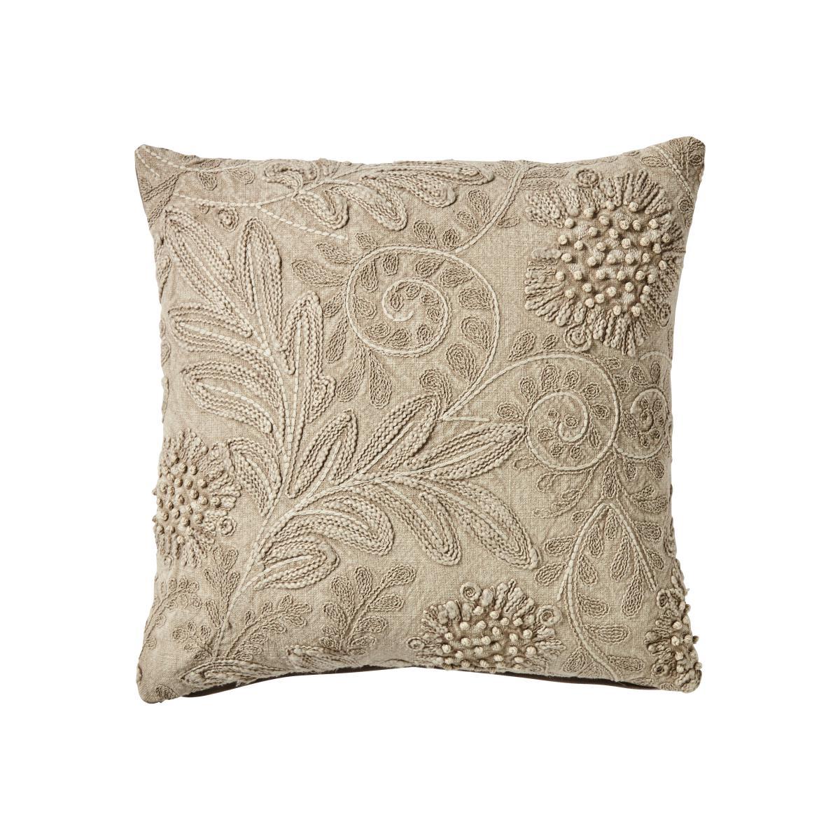 Hemington Washed Embroidered Cushion Natural – image 1