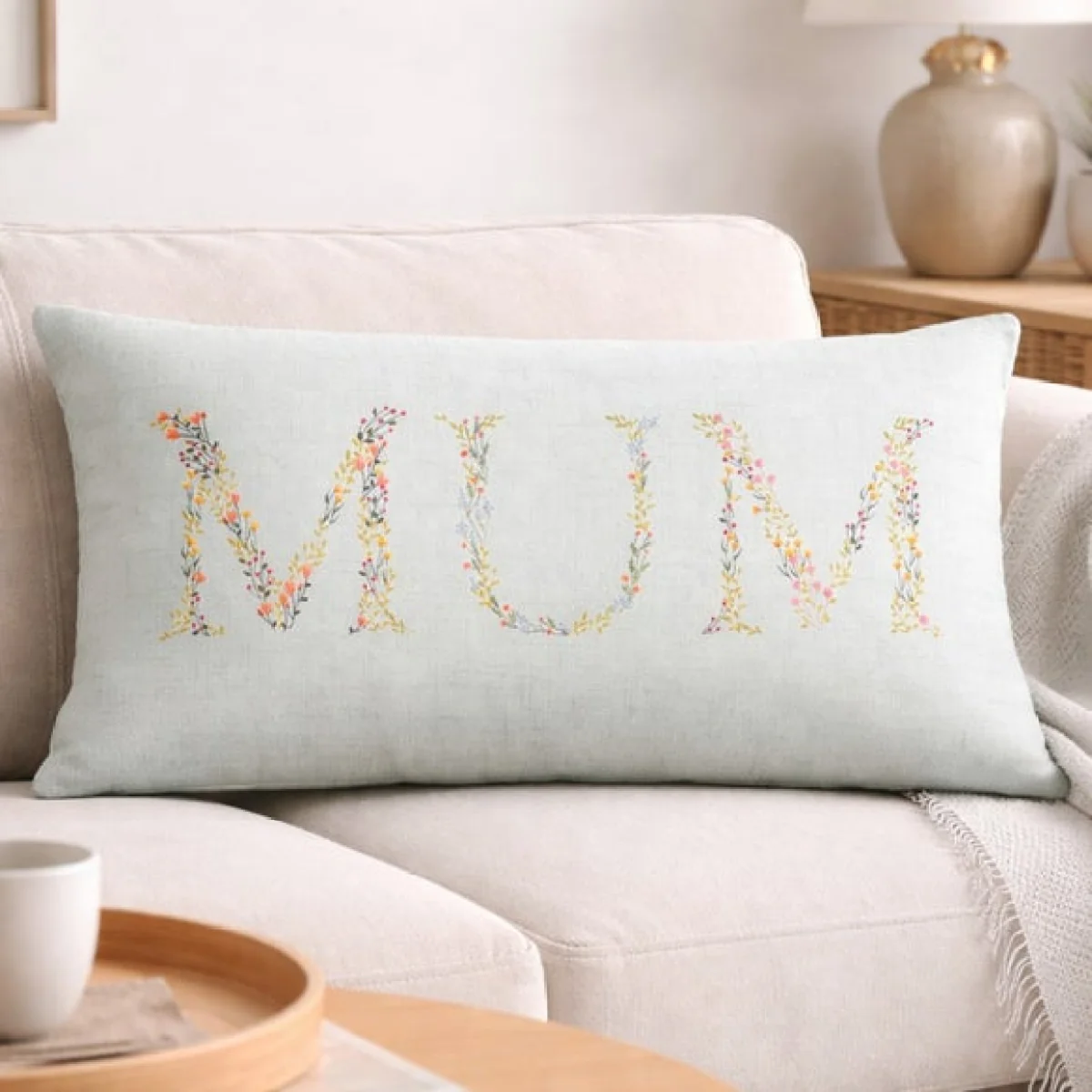 Mum Floral Rectangle Cushion – image 1