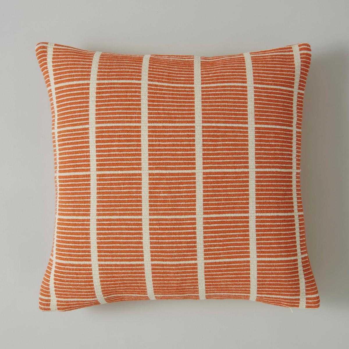 Elements Burnt Orange Woven Squares Check Cushion Burnt Orange – image 2