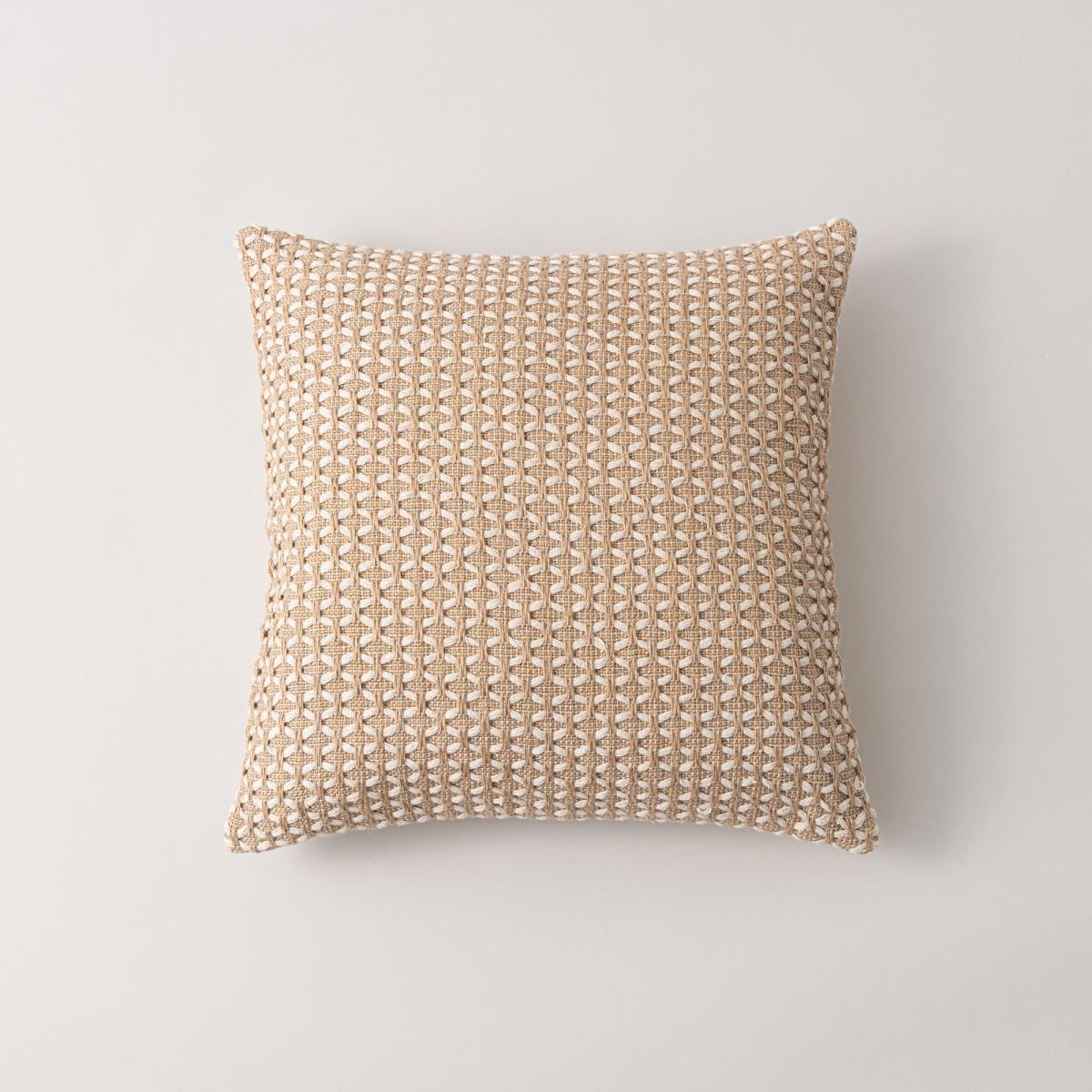 Jute Diamond Cotton Cushion Natural – image 1