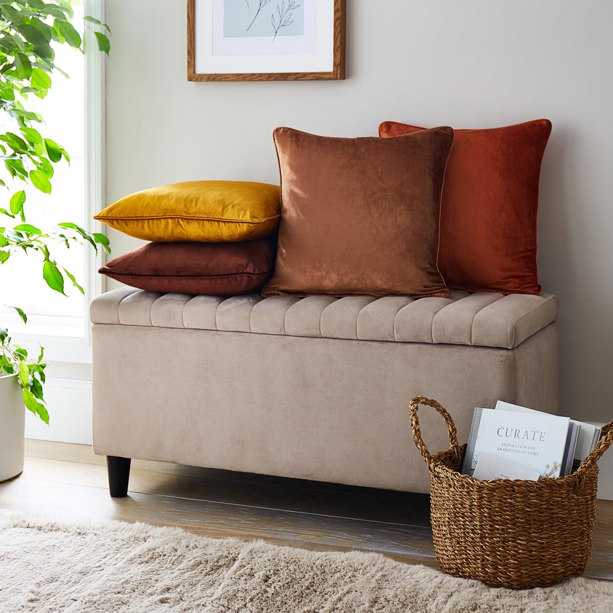 Luxe Viscose Velvet Cushion Orange Umber – image 5