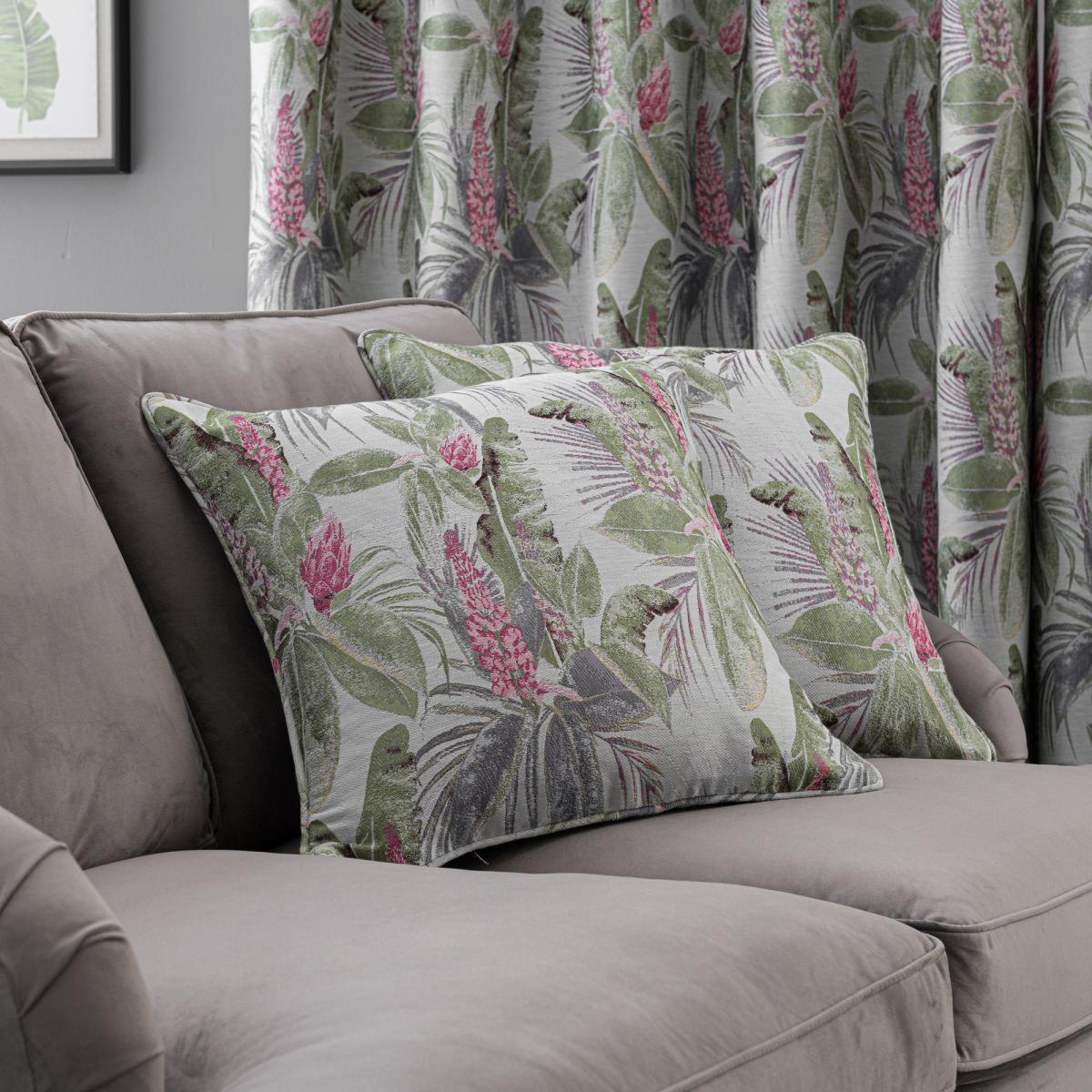 Rio Palm Cushion Green, Pink and White – image 3