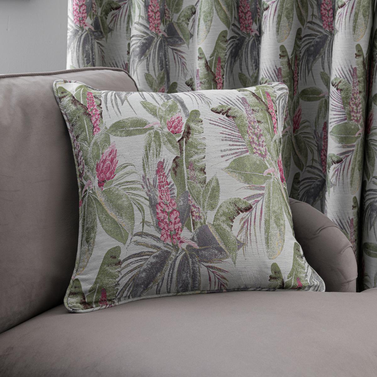 Rio Palm Cushion Green, Pink and White – image 1