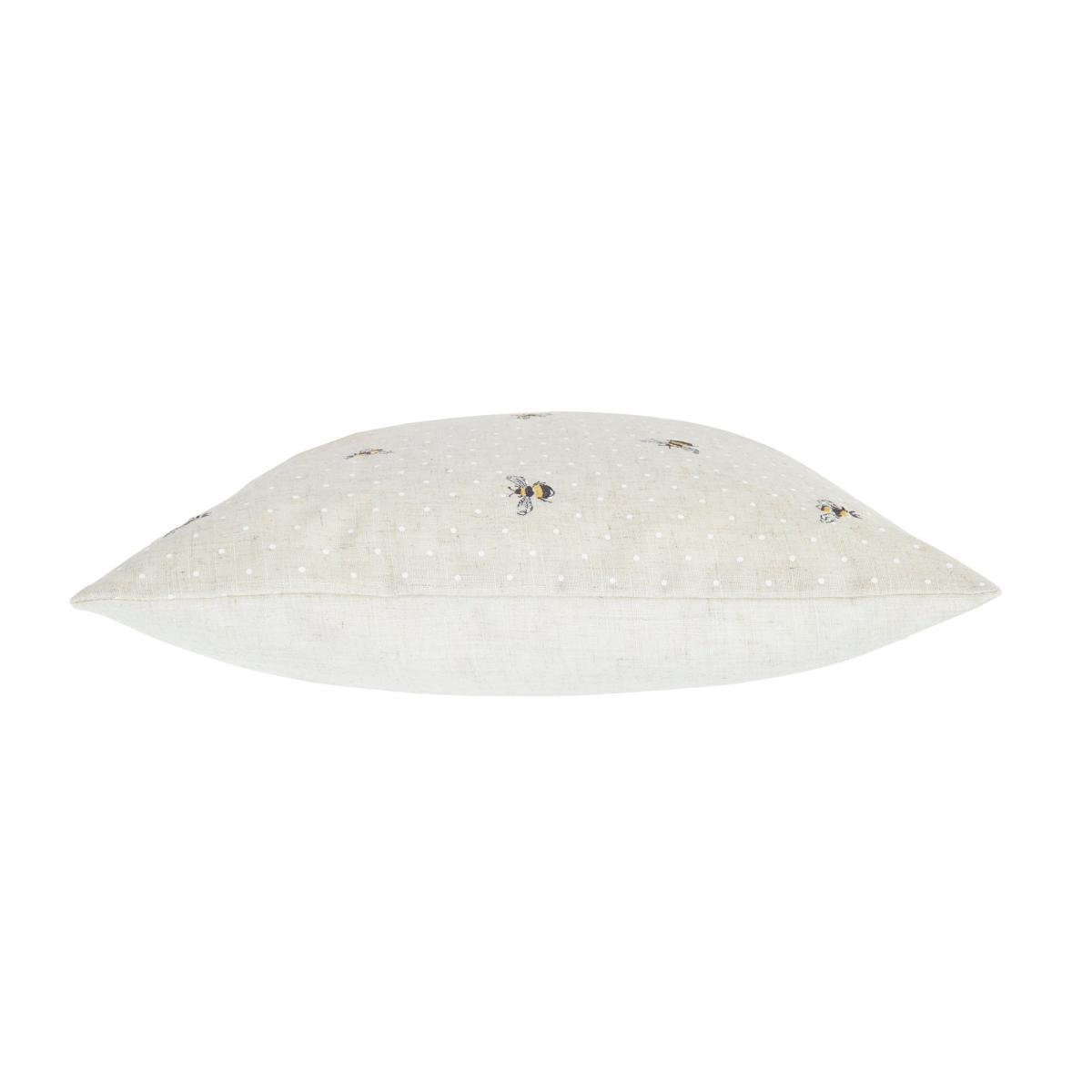 Embroidered Bees Natural Cushion Grey, White and Yellow – image 3