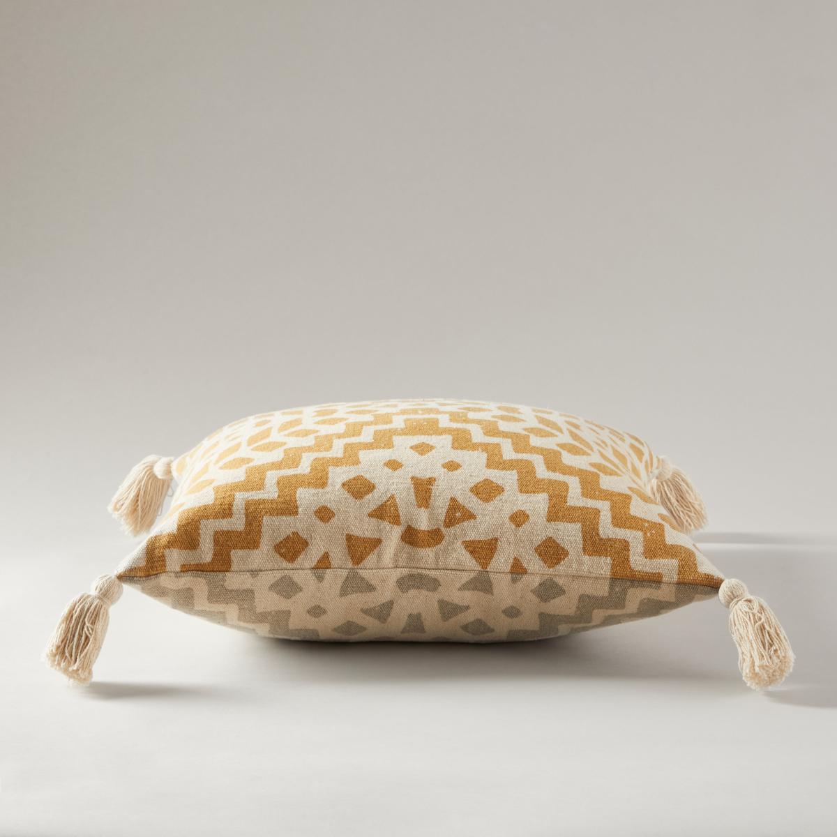 Aztec Geo Reversible Cushion Ochre – image 3