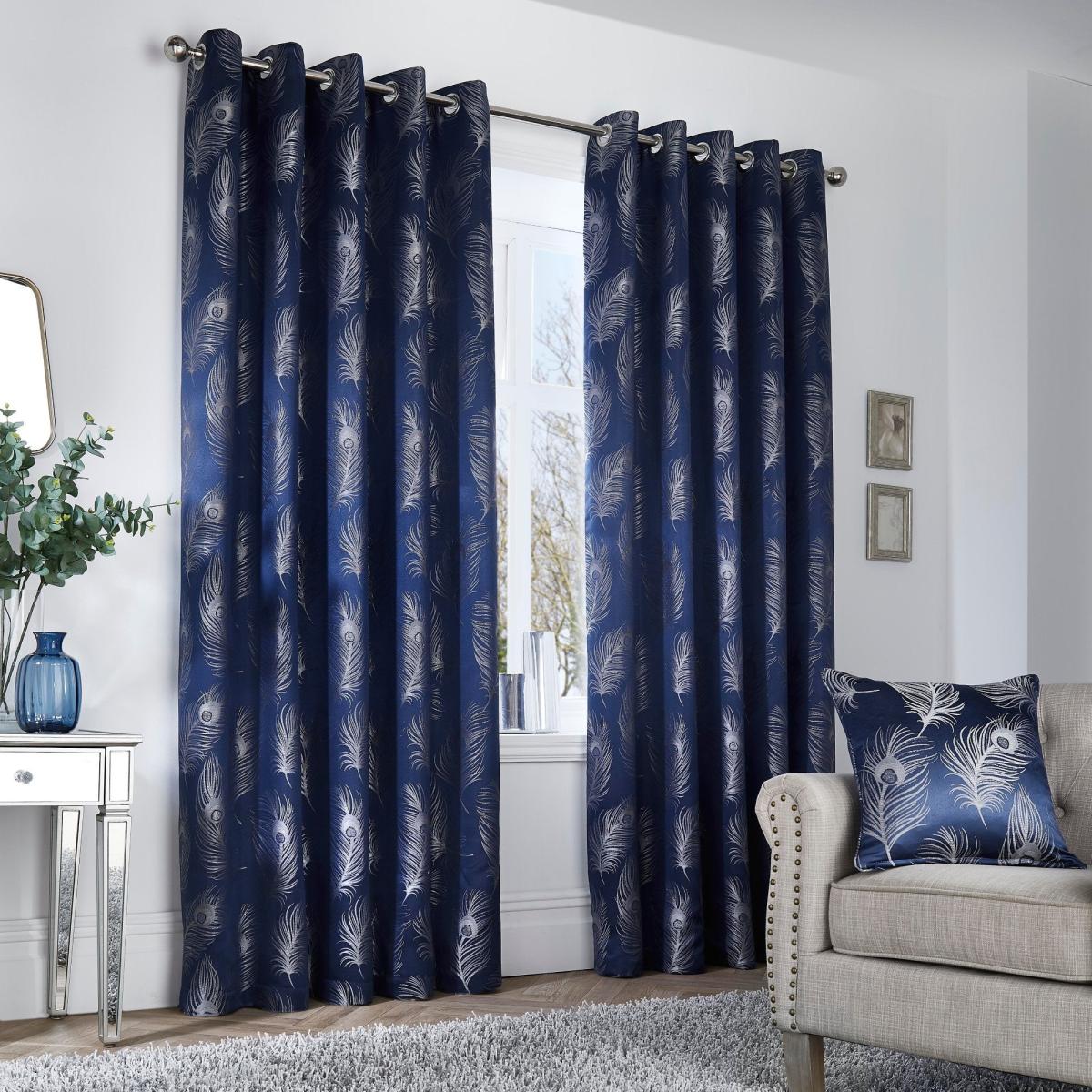 Curtina Feather Jacquard Cushion Navy – image 2