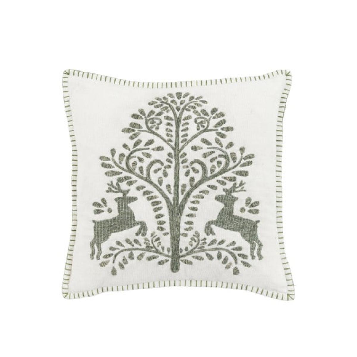 Christmas Tree and Leaping Dear Ornamented Square Cushion – image 4