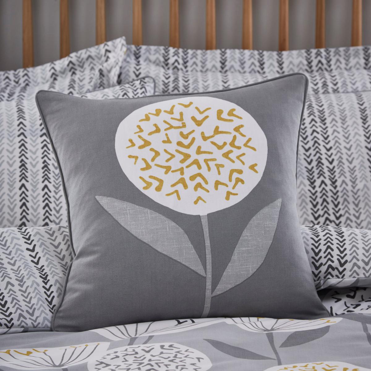 Elements Emmott Grey & Ochre Cushion Grey and White