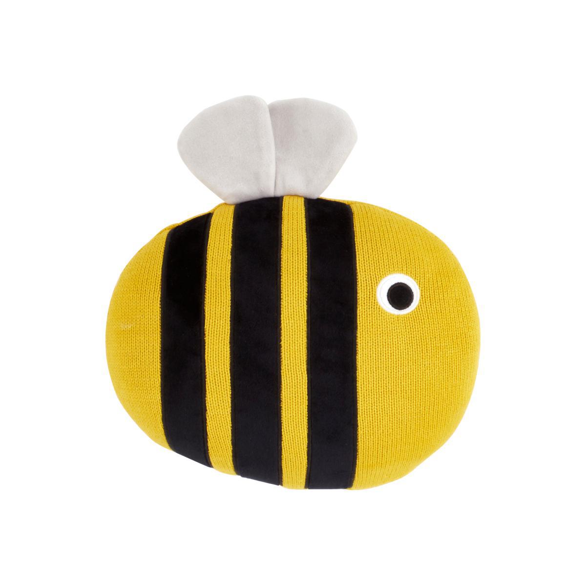 Bee Kind Knitted Cushion Yellow and Black