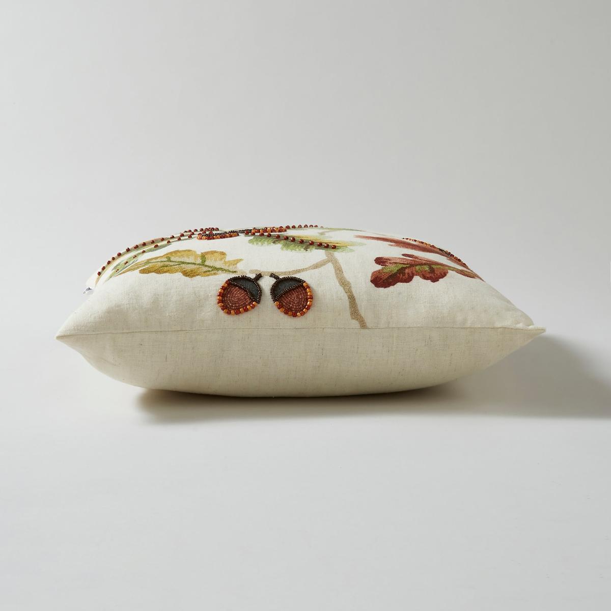 Embroidered Acorn Cushion, 43x43cm MultiColoured – image 5