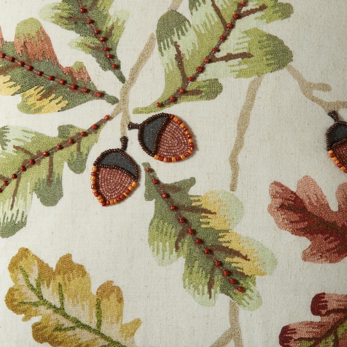 Embroidered Acorn Cushion, 43x43cm MultiColoured – image 6