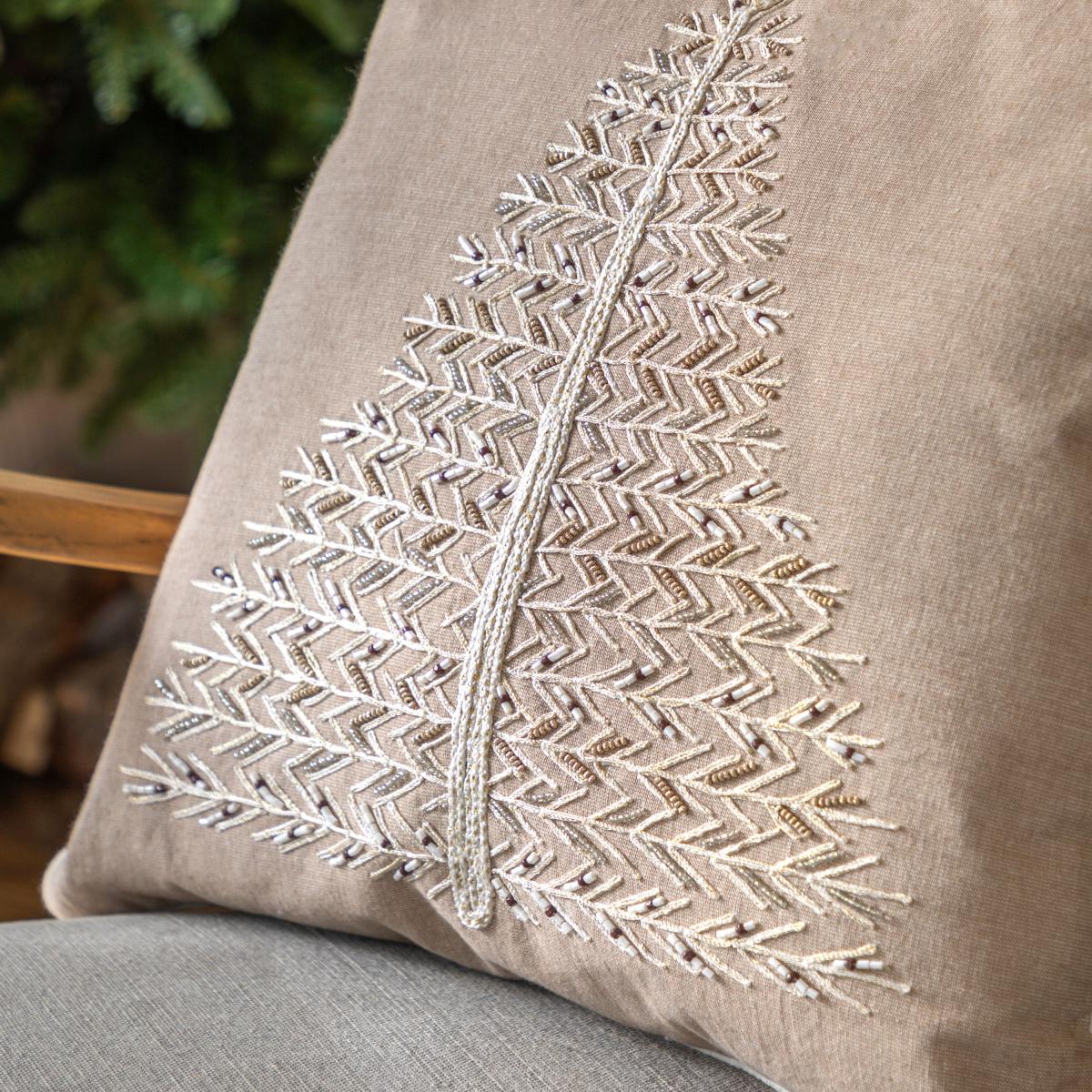 Nordic Noel Single Tree Square Cushion Brown – image 2