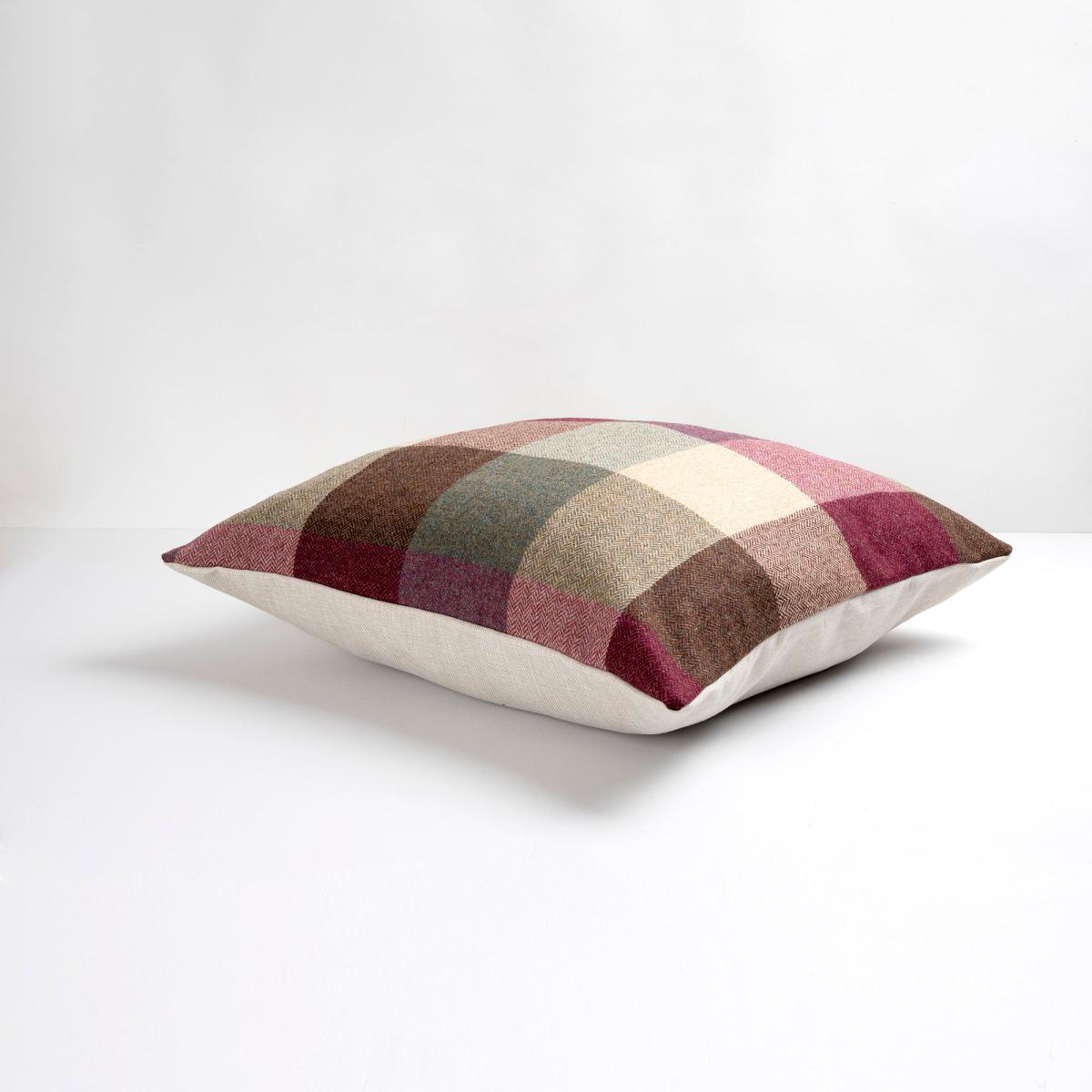 Large Heritage Check Plum Cushion Pink / White – image 3