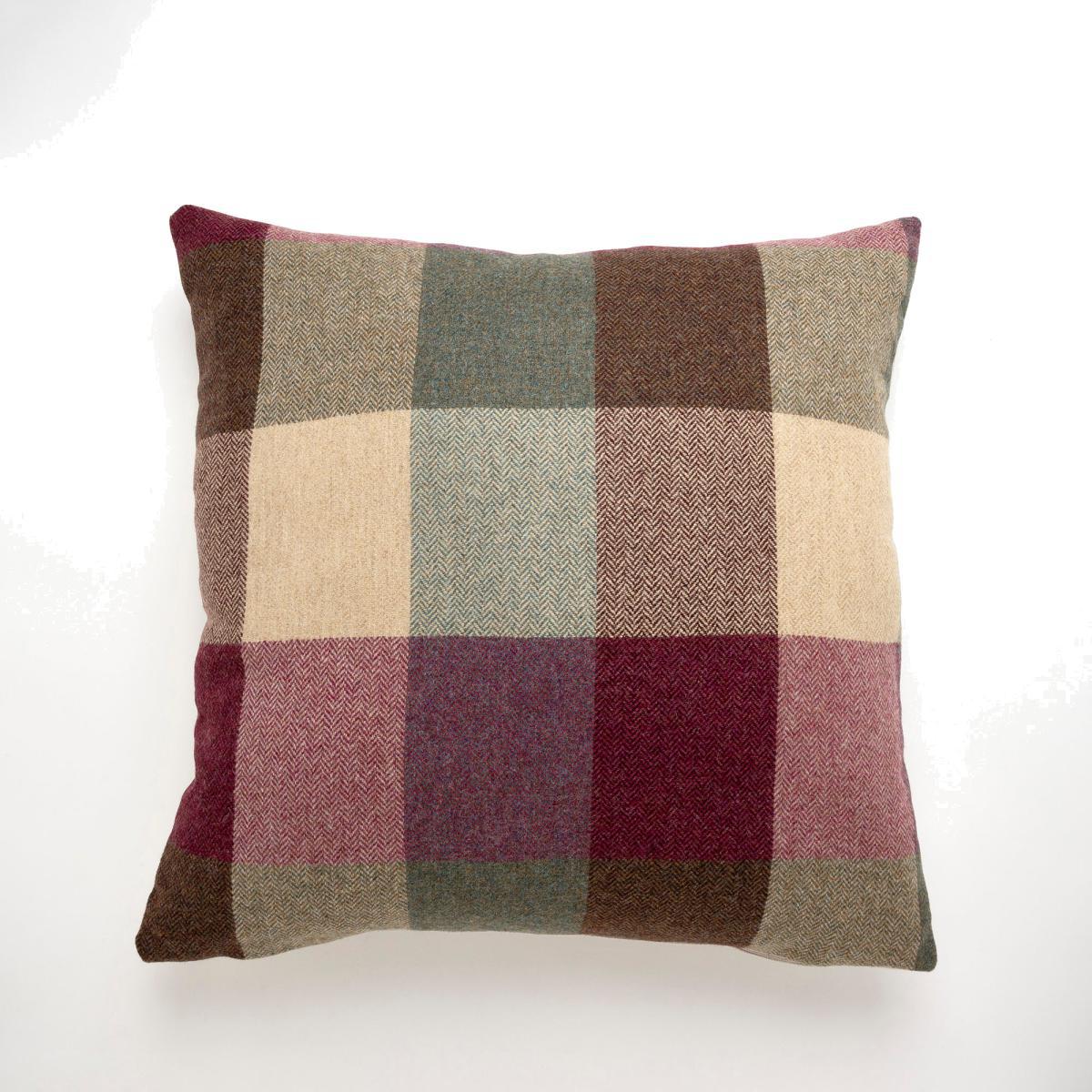 Large Heritage Check Plum Cushion Pink / White – image 1
