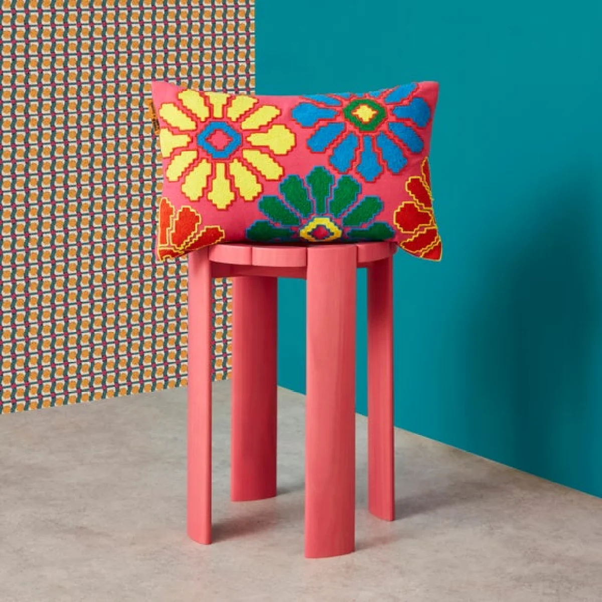 Yinka Ilori Gerbera Daisies Cotton Rectangle Cushion – image 1