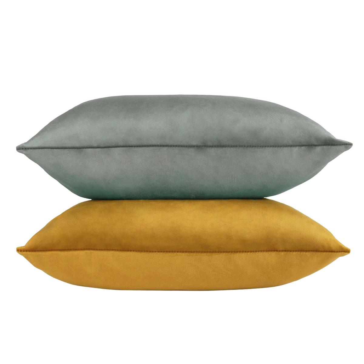 Evans Lichfield Opulent Velvet 2 Pack Cushions Saffron Yellow/Steel Grey – image 2