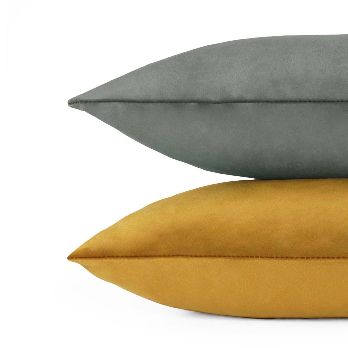 Evans Lichfield Opulent Velvet 2 Pack Cushions Saffron Yellow/Steel Grey – image 3
