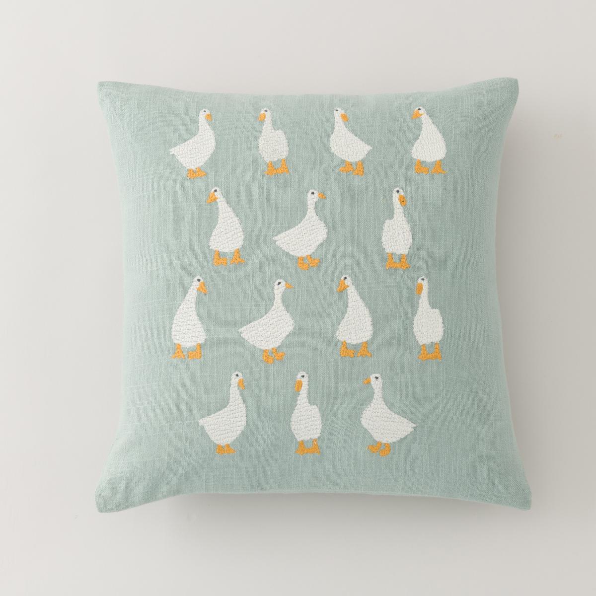 Embroidered Ducks Cushion, Lillypad Lilypad – image 3