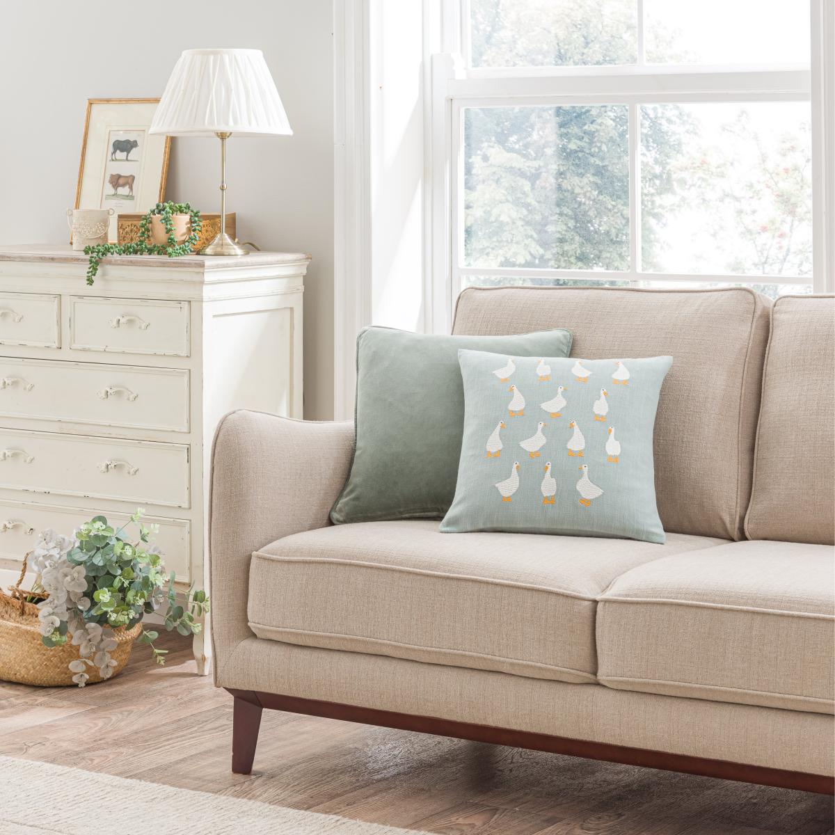 Embroidered Ducks Cushion, Lillypad Lilypad – image 6