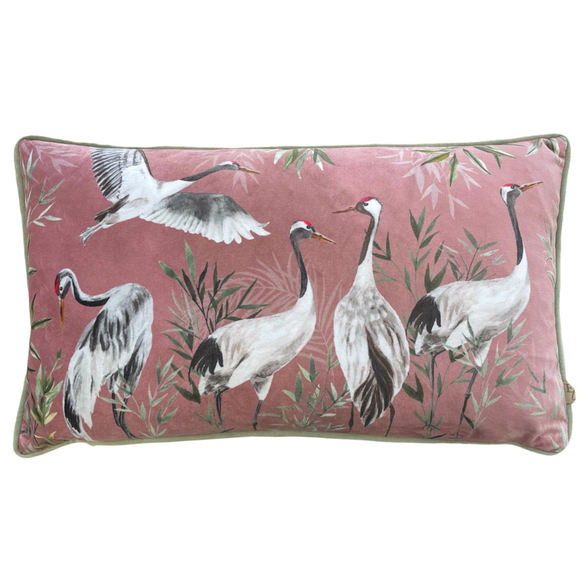 Orient Cranes Cushion Blush 30x50 Pink/White – image 2